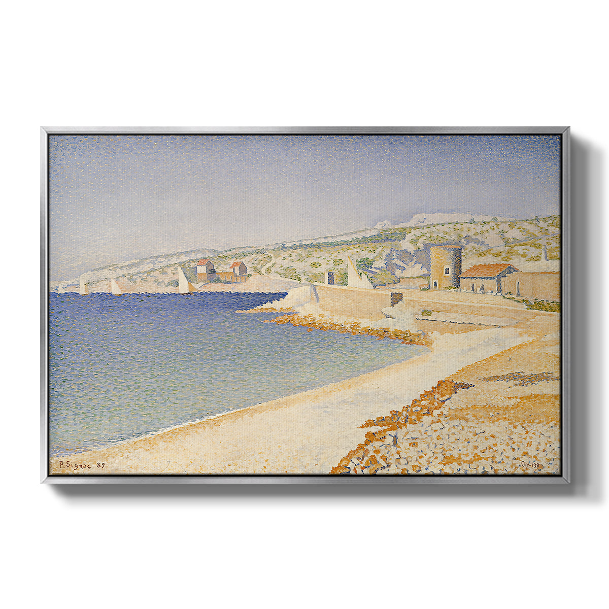 The Jetty at Cassis, Opus 198, 1889 - Floater Framed Canvas Print