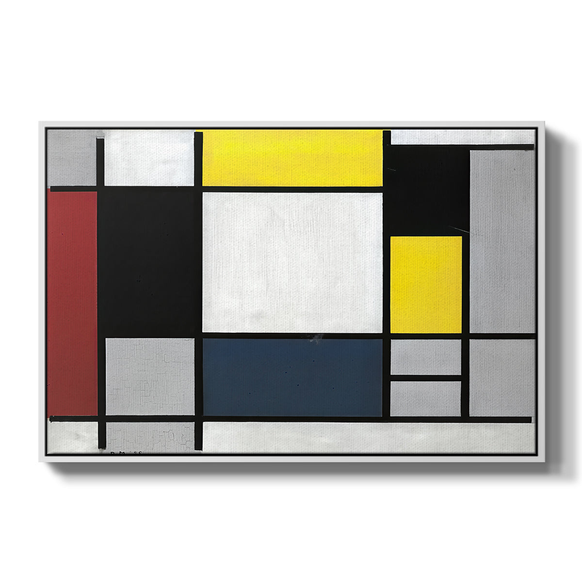 Composition with Yellow, Red, Black, Blue, and Gray, 1920 - Floater Framed Canvas Print
