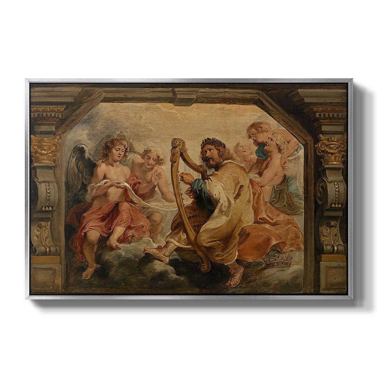 King David Playing the Harp, c. 1627-1628 - Floater Framed Canvas Print