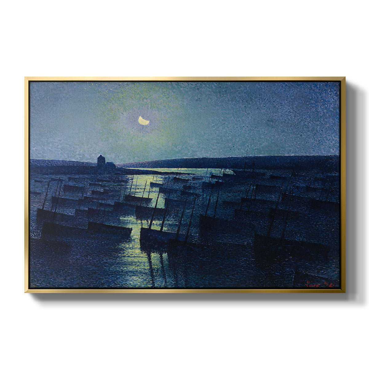 Camaret, Moonlight and Fishing Boats, 1894 - Floater Framed Canvas Print