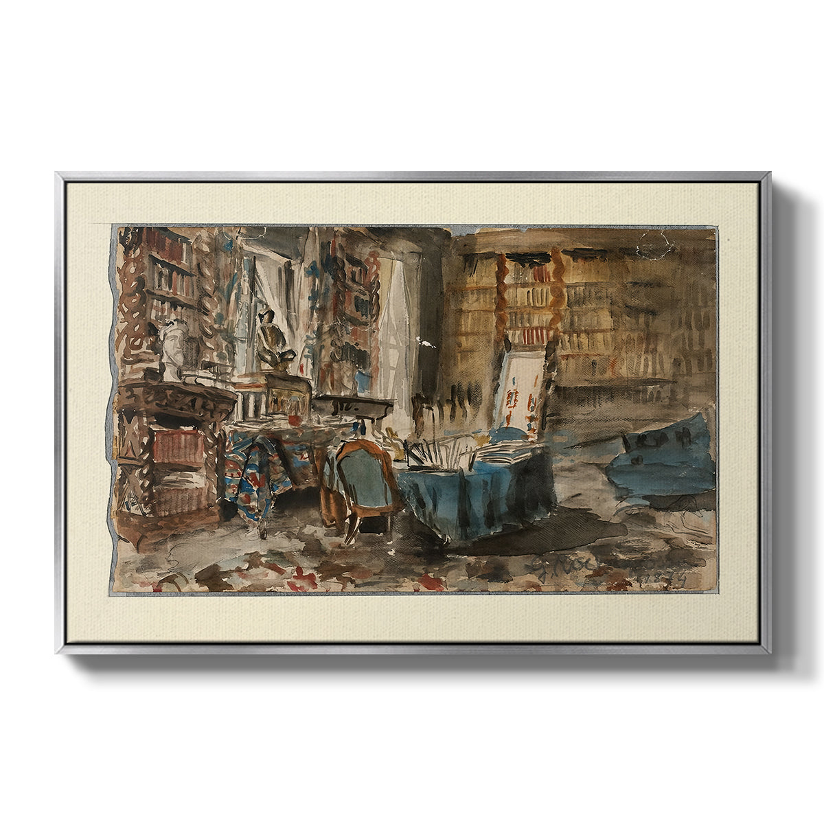 Cabinet de Flaubert à Croisset, 1874 - Floater Framed Canvas Print