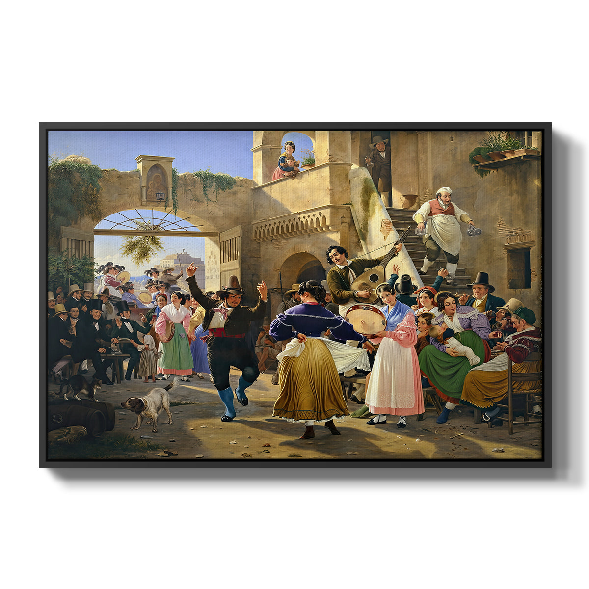 Romans Gathered for Merriment at an Osteria, 1839 - Floater Framed Canvas Print