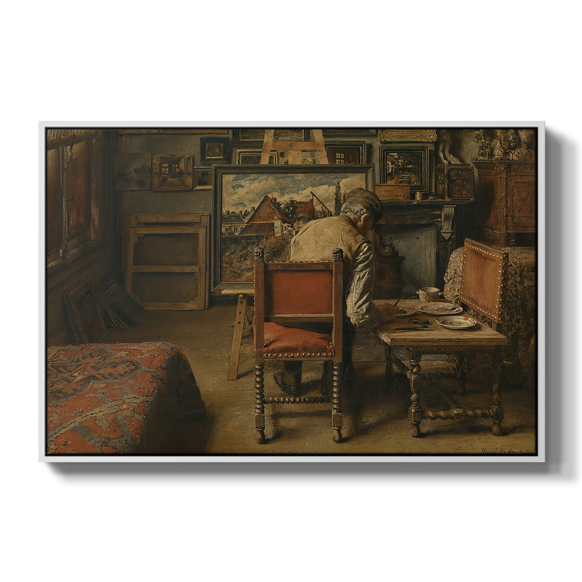 The Retoucher (The Restorer), 1876 - Floater Framed Canvas Print