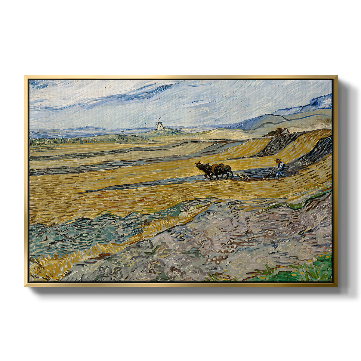 Enclosed Field with Ploughman, 1889 - Floater Framed Canvas Print