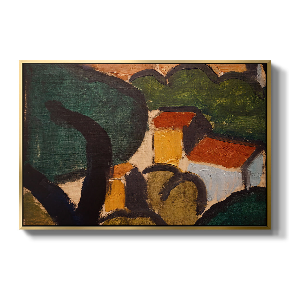 Landscape with Trees and Houses, c. 1905 - Floater Framed Canvas Print