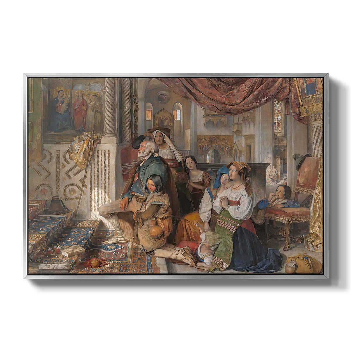 Roman Pilgrims, 1854 - Floater Framed Canvas Print