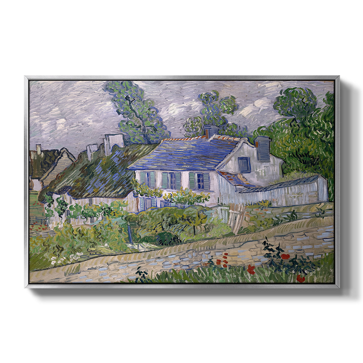 Houses in Auvers, 1890 - Floater Framed Canvas Print