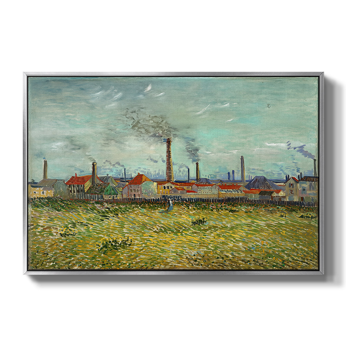 Factories at Clichy, 1887 - Floater Framed Canvas Print