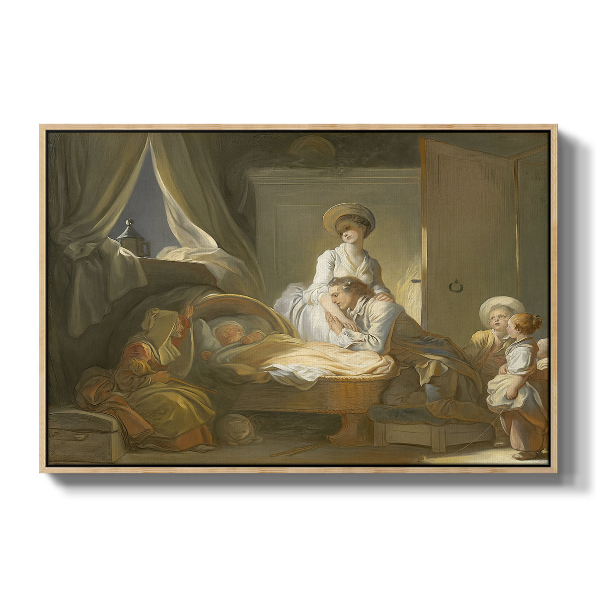 The Visit to the Nursery, c. 1775 - Floater Framed Canvas Print