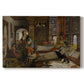 Canvas art print portraying an interior scene with seated figures in richly decorated room, set against a white background