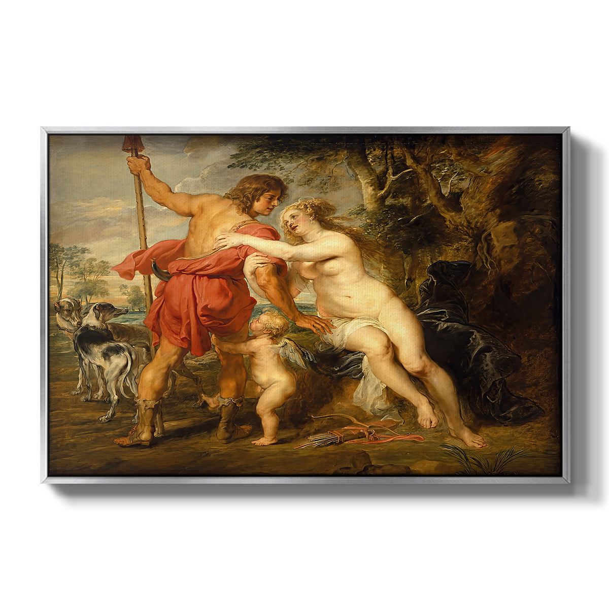 Venus and Adonis, c. 1635 - Floater Framed Canvas Print