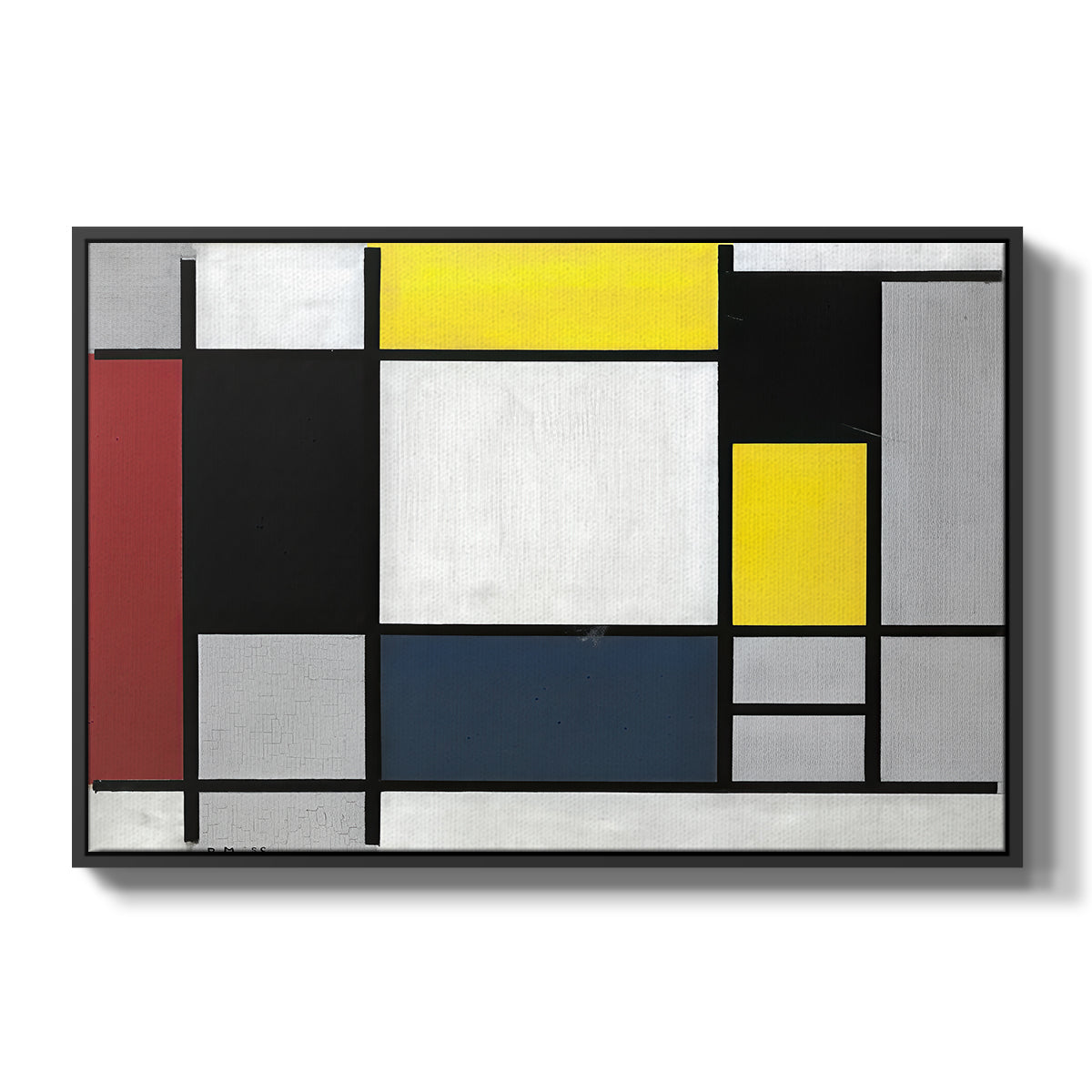 Composition with Yellow, Red, Black, Blue, and Gray, 1920 - Floater Framed Canvas Print