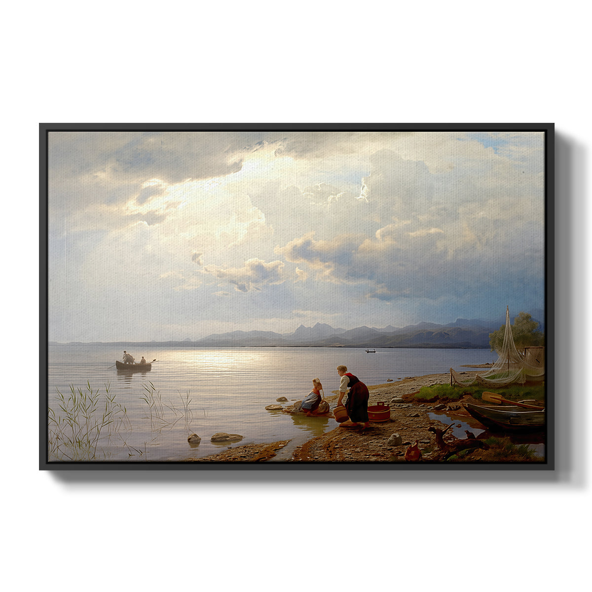 On the Banks of the Chiemsee, 1871 - Floater Framed Canvas Print