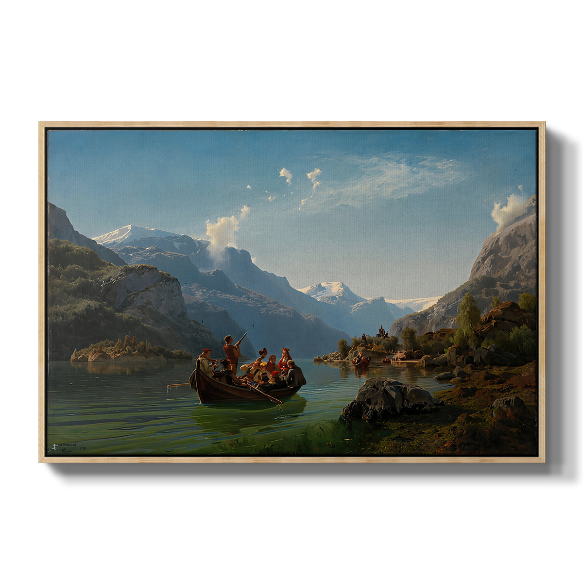 Bridal Procession on the Hardangerfjord, 1848 - Floater Framed Canvas Print