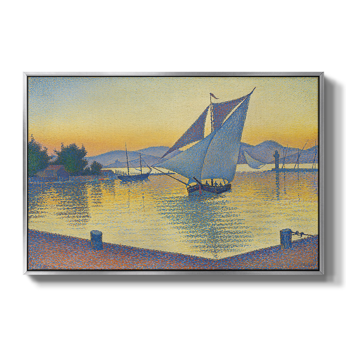 The Port at Sunset, Opus 236, Saint Tropez, 1892 - Floater Framed Canvas Print