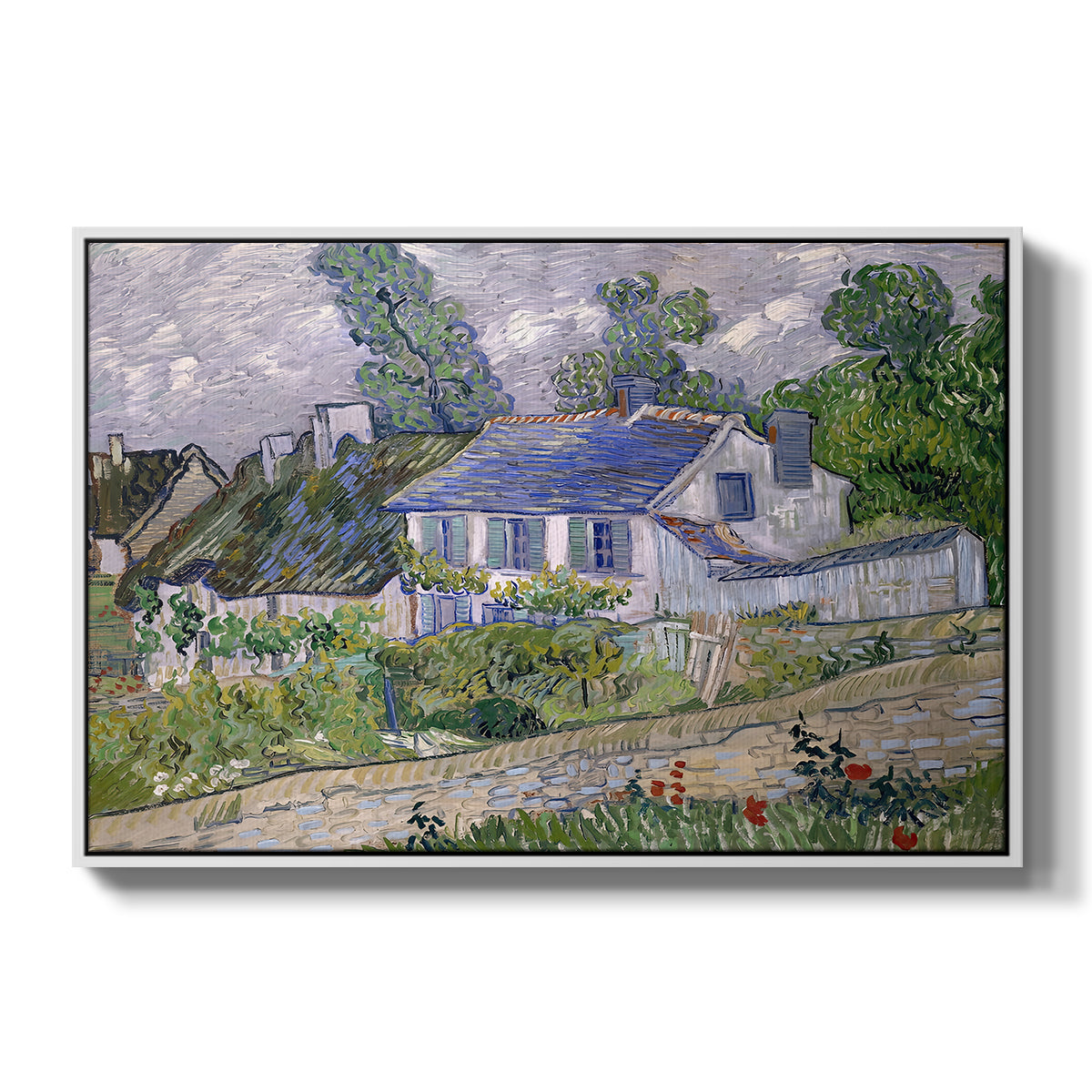Houses in Auvers, 1890 - Floater Framed Canvas Print