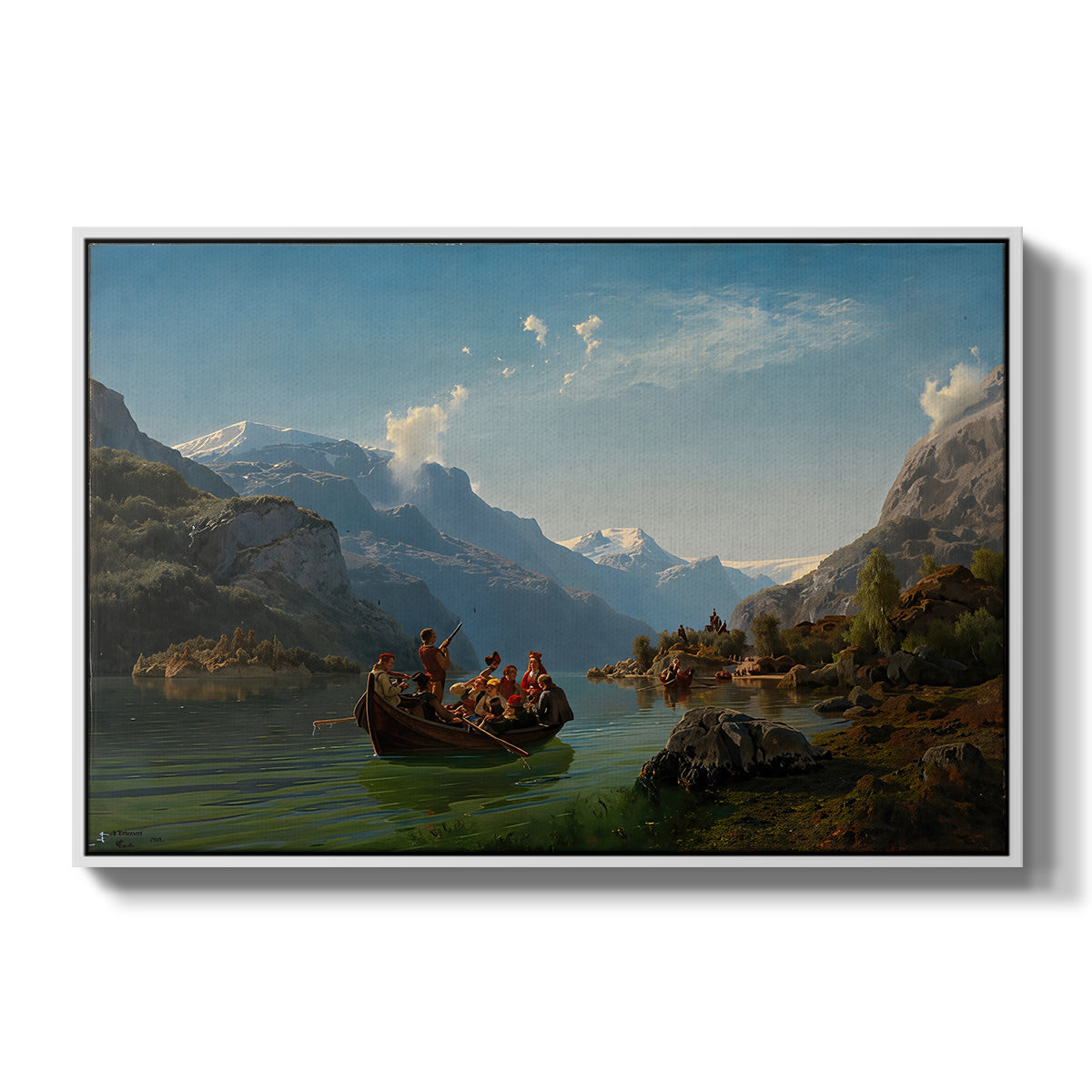 Bridal Procession on the Hardangerfjord, 1848 - Floater Framed Canvas Print