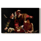 Canvas art print portraying Abraham holding Isaac while angel intervenes to stop the sacrifice, set against a white background