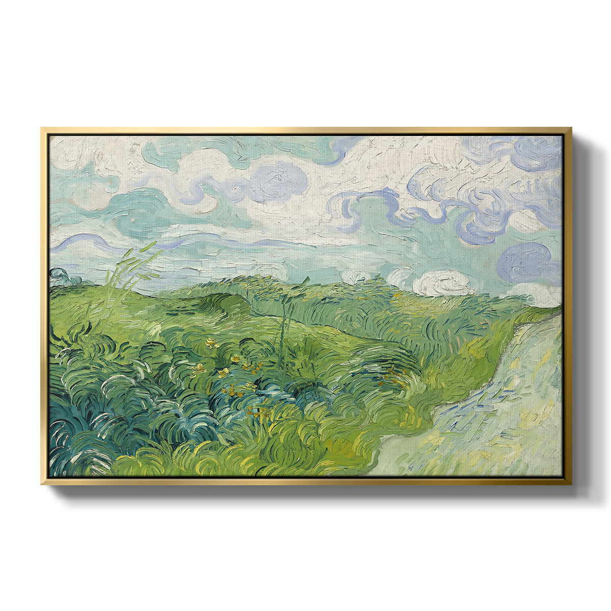 Green Wheat Field, Auvers, 1890 - Floater Framed Canvas Print