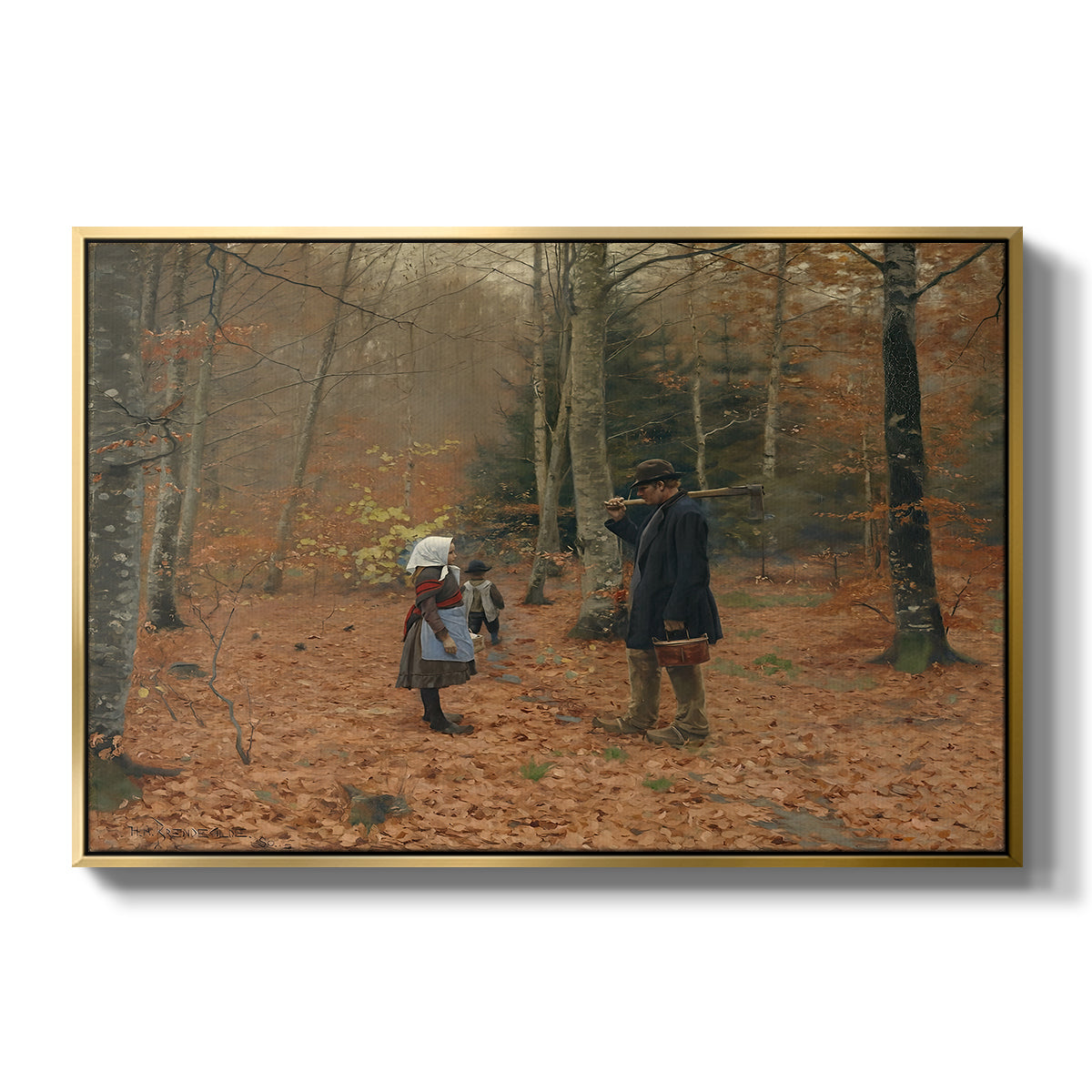 The Woodman and his Children, 1886 - Floater Framed Canvas Print