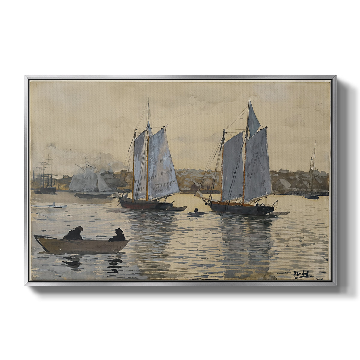 Two Schooners, Gloucester, c. 1880 - Floater Framed Canvas Print