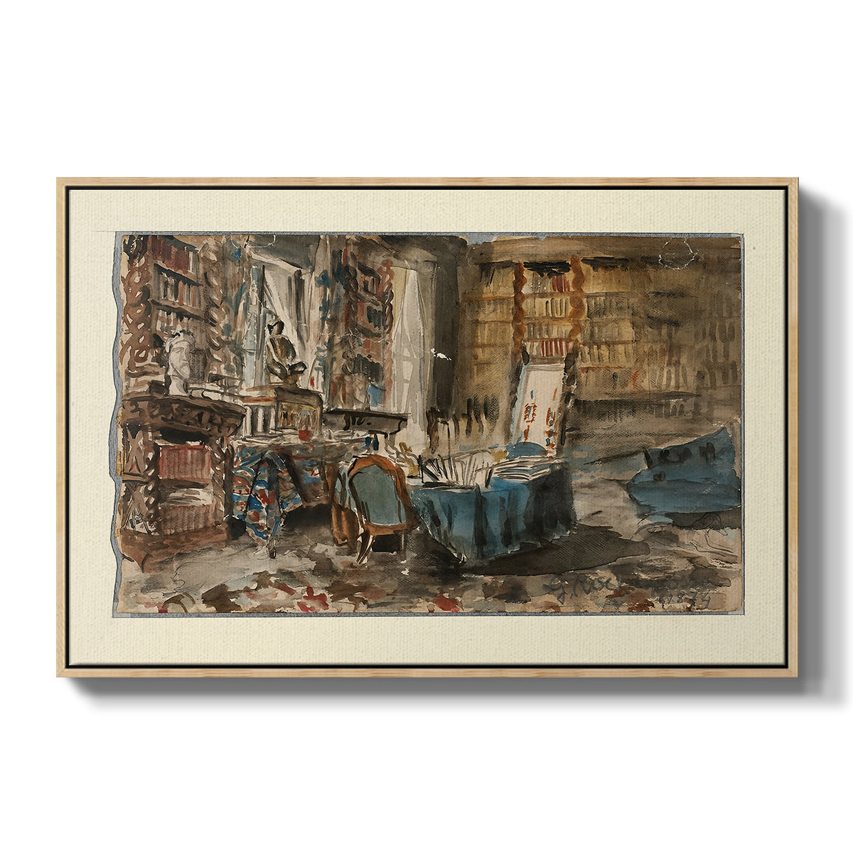 Cabinet de Flaubert à Croisset, 1874 - Floater Framed Canvas Print