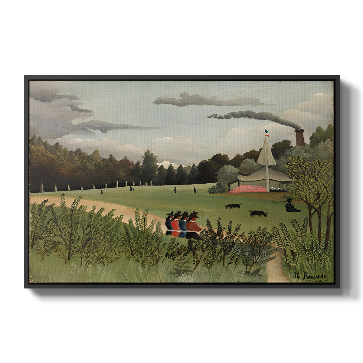 The Chair Factory at Alfortville, 1897 - Floater Framed Canvas Print