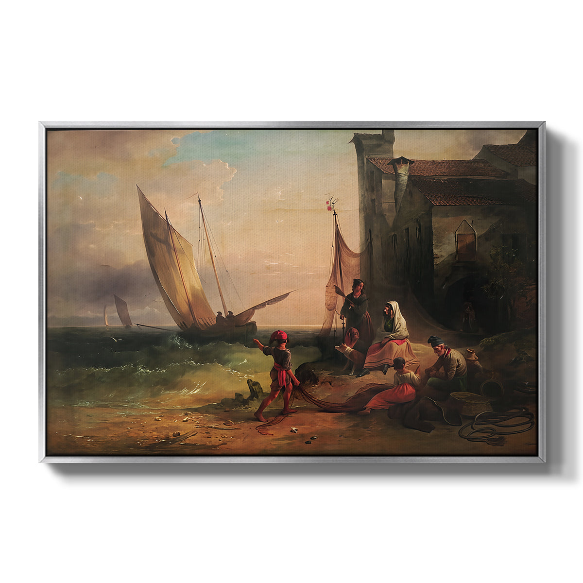 Fisherman's Family from Chioggia, 1838 - Floater Framed Canvas Print