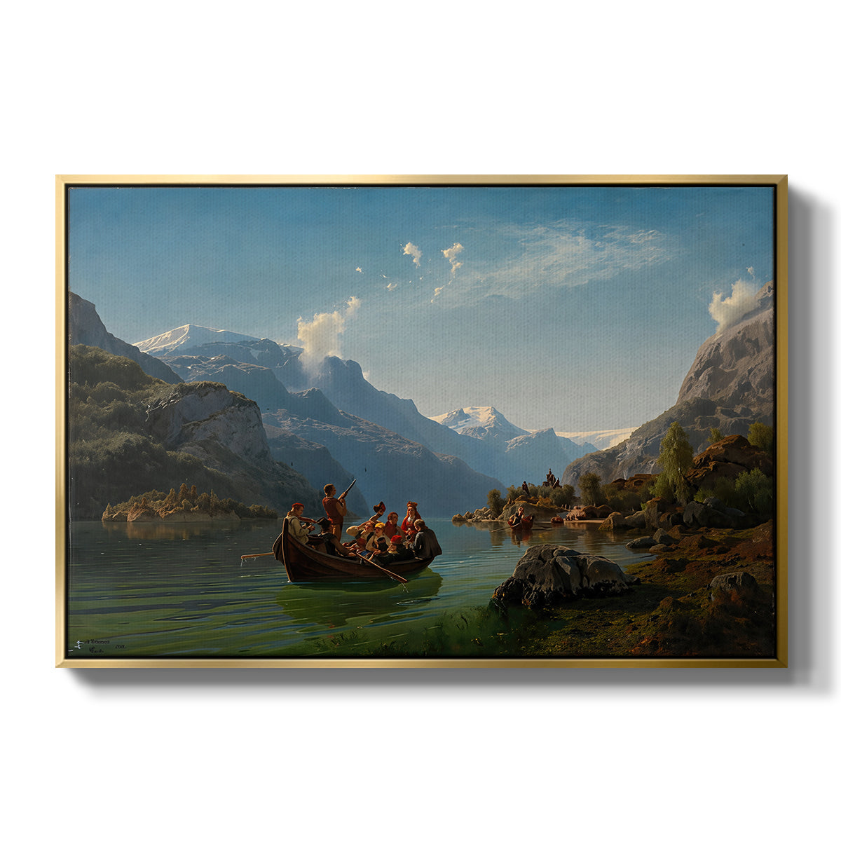 Bridal Procession on the Hardangerfjord, 1848 - Floater Framed Canvas Print