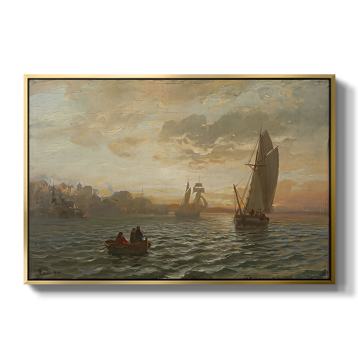 View from the Oslofjord, 1866 - Floater Framed Canvas Print
