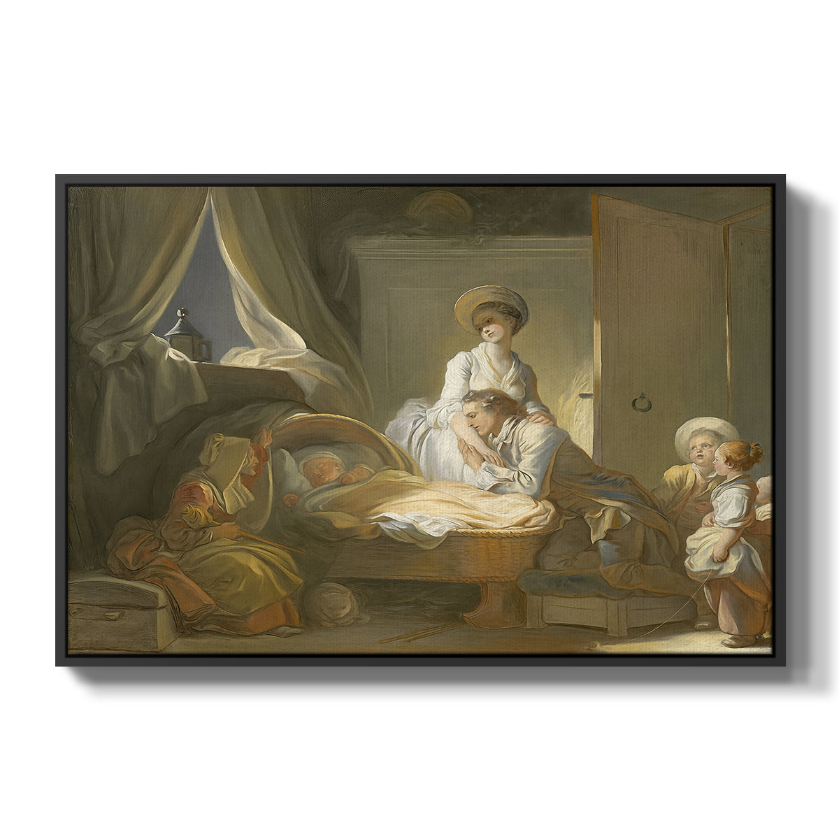 The Visit to the Nursery, c. 1775 - Floater Framed Canvas Print