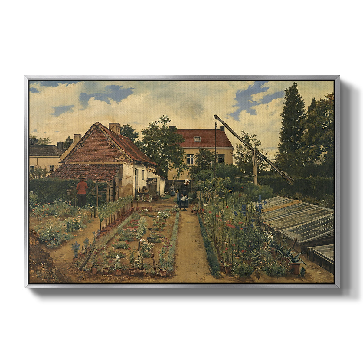 Garden of a Florist (The Flower Garden), 1864 - Floater Framed Canvas Print