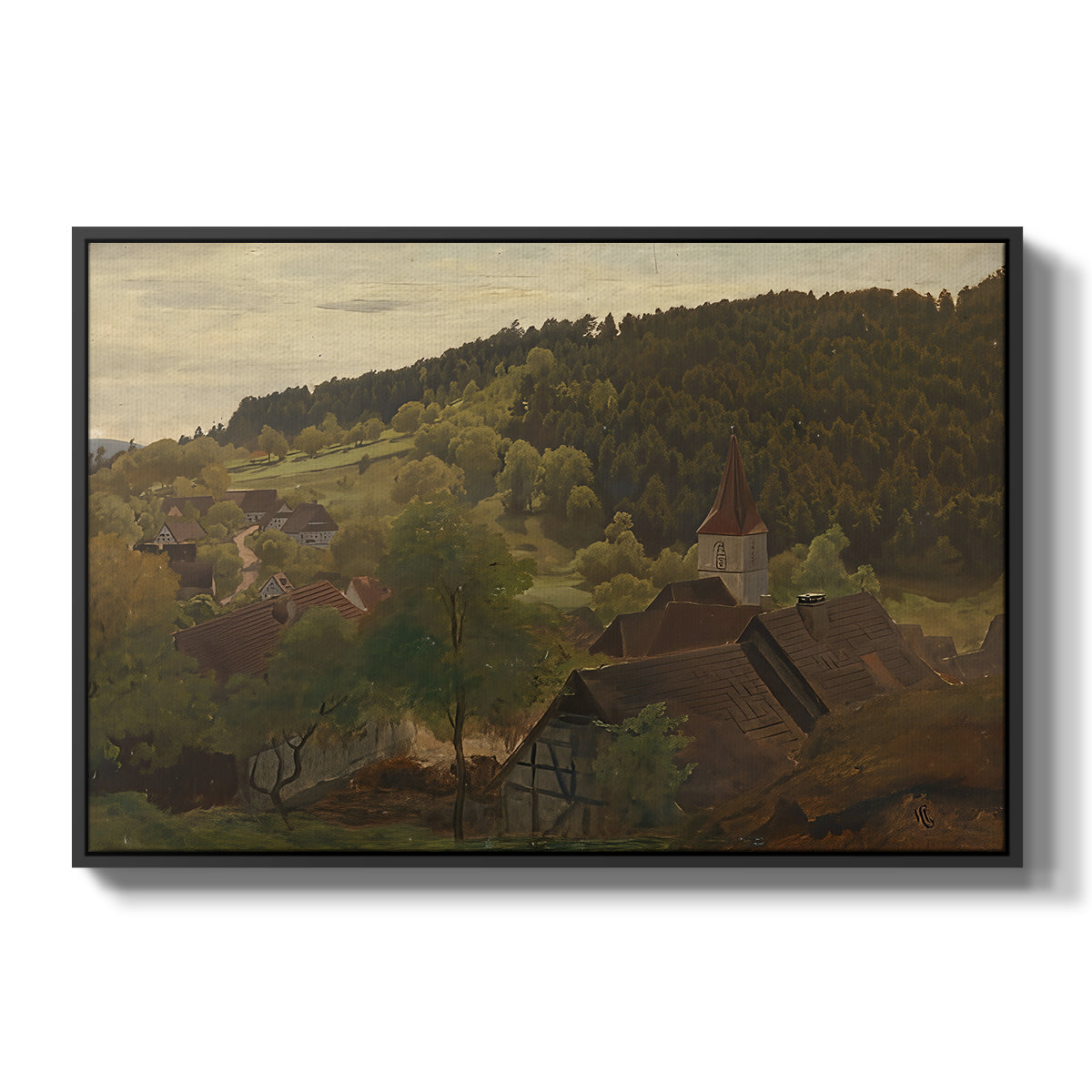 Landscape from Ebersteinburg in Baden, 1876 - Floater Framed Canvas Print