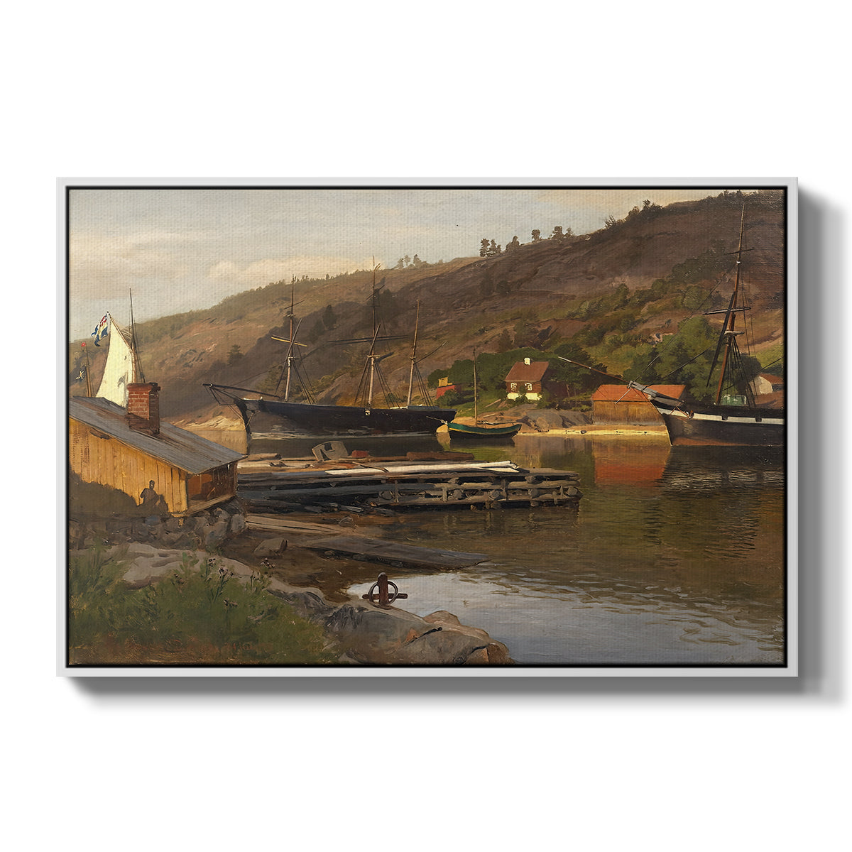 Landingsbrygge Husvik, Drøbak, 1875 - Floater Framed Canvas Print