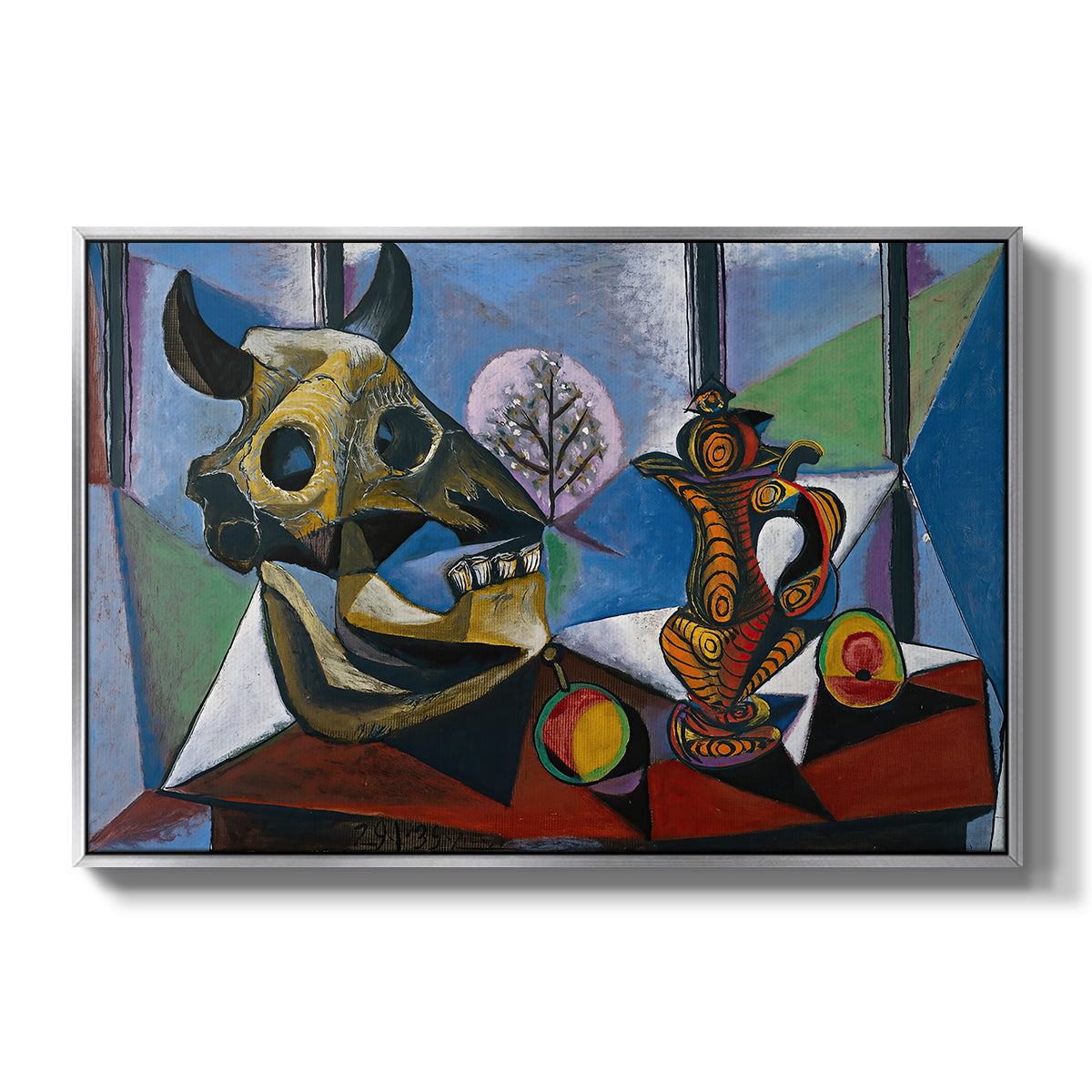 Still Life with Bull's Skull, 1939 - Floater Framed Canvas Print