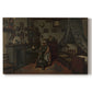 Canvas art print portraying a quiet room with figure seated near window and simple furnishings, set against a white background