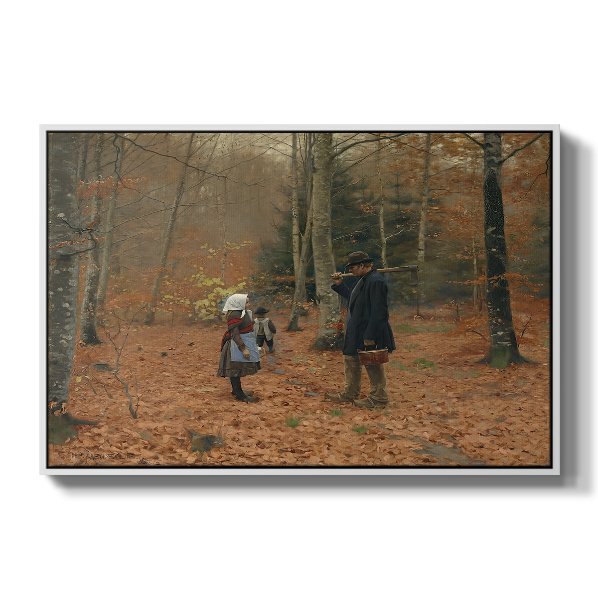 The Woodman and his Children, 1886 - Floater Framed Canvas Print