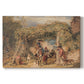 Canvas art print portraying figures working among animals in vineyard landscape, set against a white background