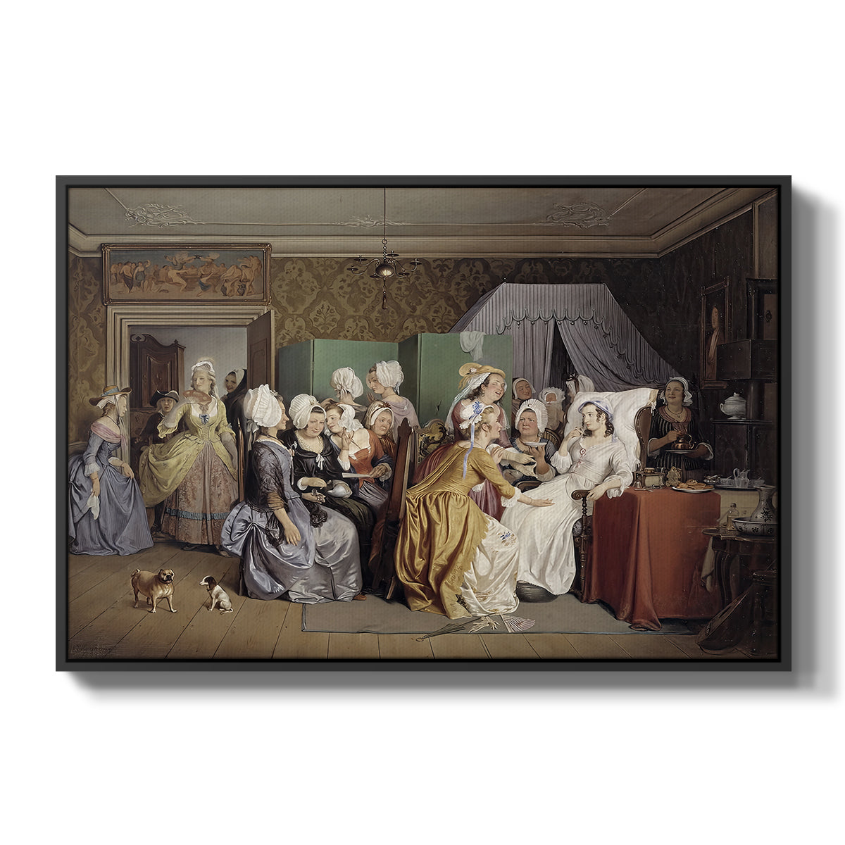 The Maternity Room (Scene from "Barselstuen"), 1845 - Floater Framed Canvas Print