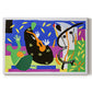 Canvas art print portraying an abstract composition with musician-like figure and shapes, set against a white background