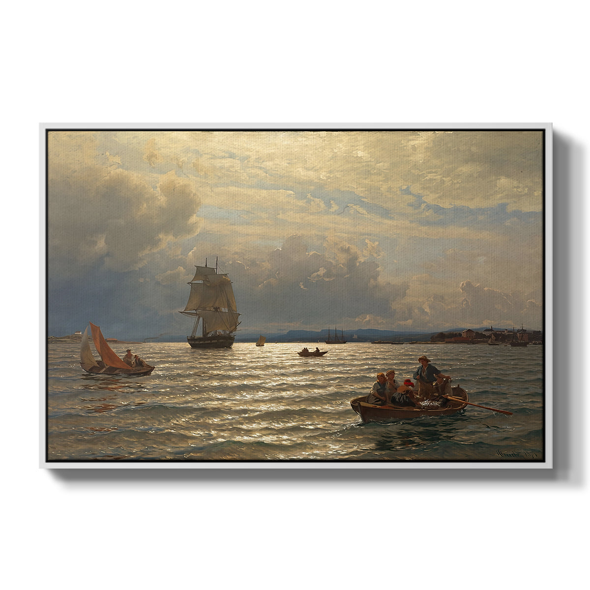 From the Inlet of Oslo, 1874 - Floater Framed Canvas Print