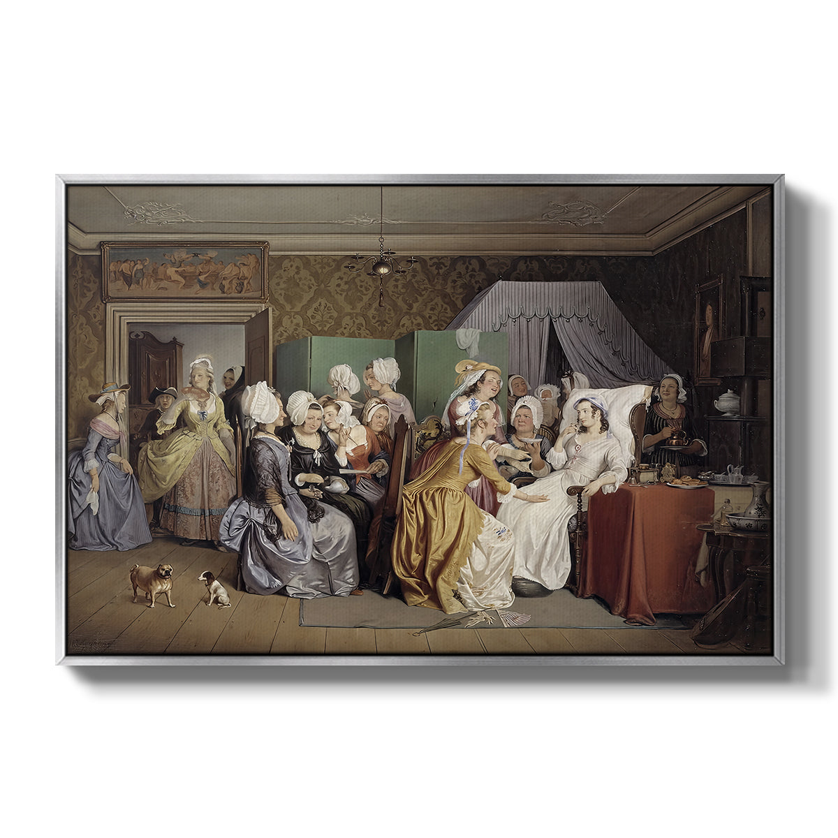 The Maternity Room (Scene from "Barselstuen"), 1845 - Floater Framed Canvas Print