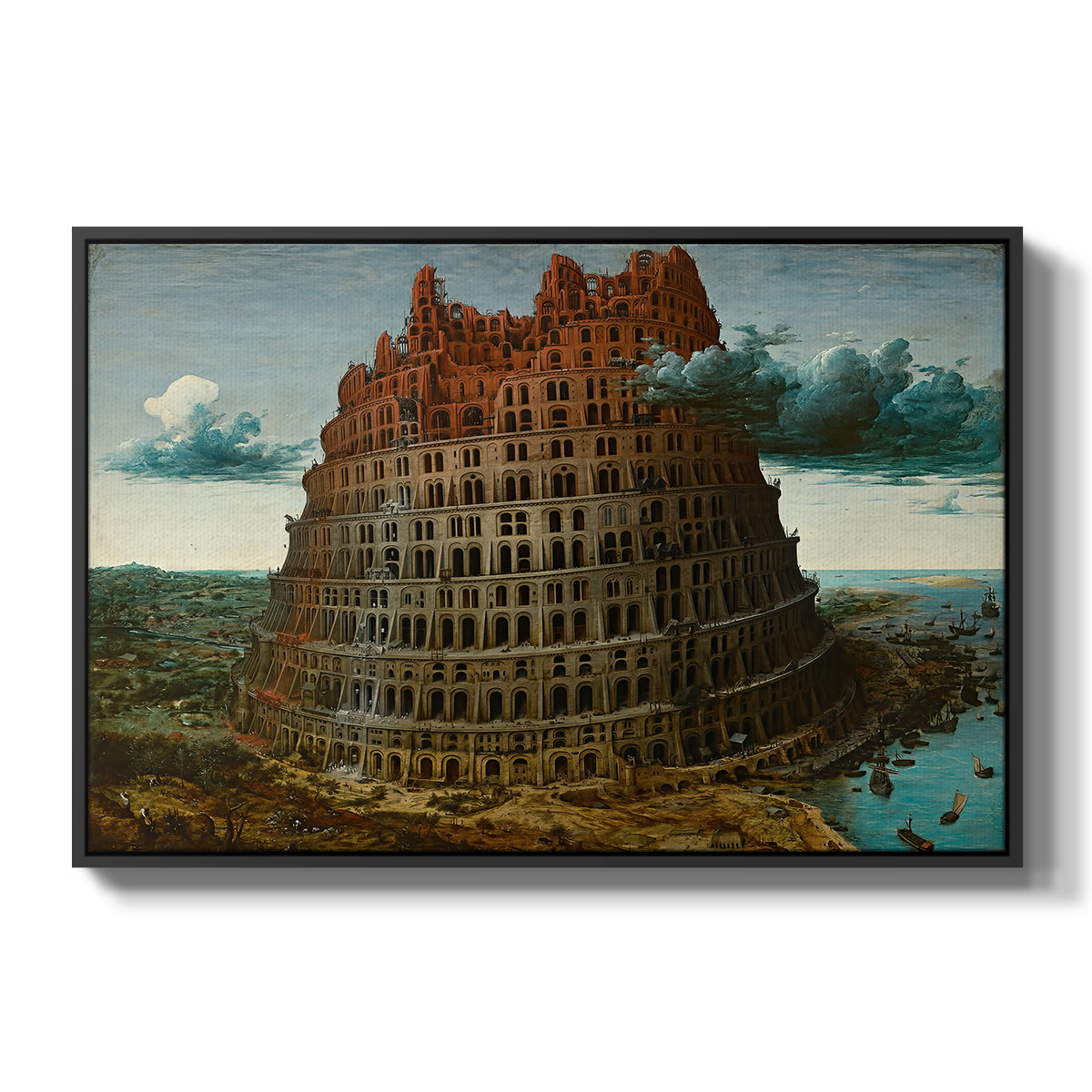The Tower of Babel, c. 1568 - Floater Framed Canvas Print