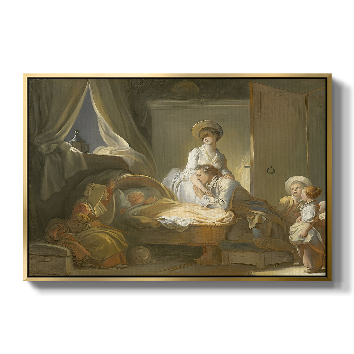 The Visit to the Nursery, c. 1775 - Floater Framed Canvas Print