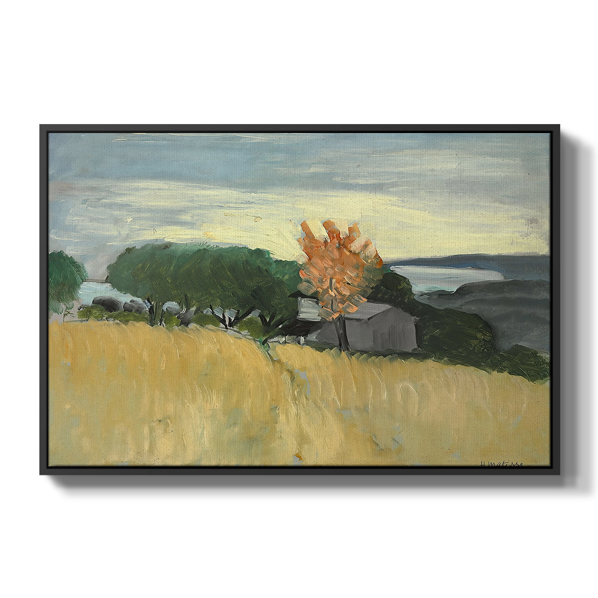 Fields of Wheat in Cagnes, 1918 - Floater Framed Canvas Print