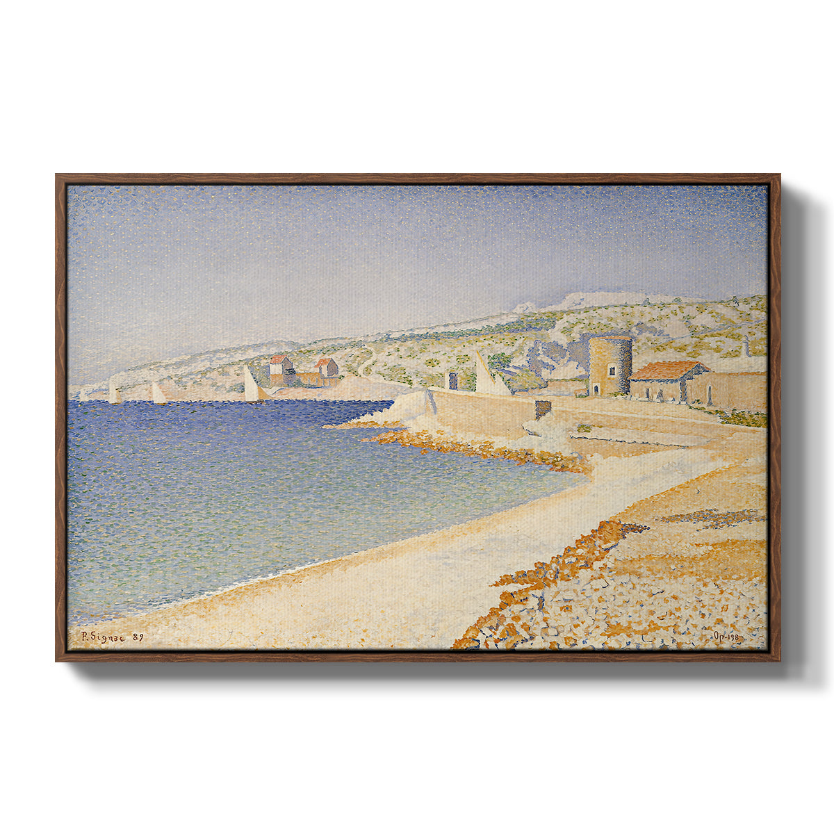 The Jetty at Cassis, Opus 198, 1889 - Floater Framed Canvas Print