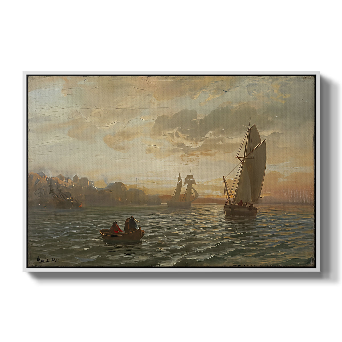 View from the Oslofjord, 1866 - Floater Framed Canvas Print