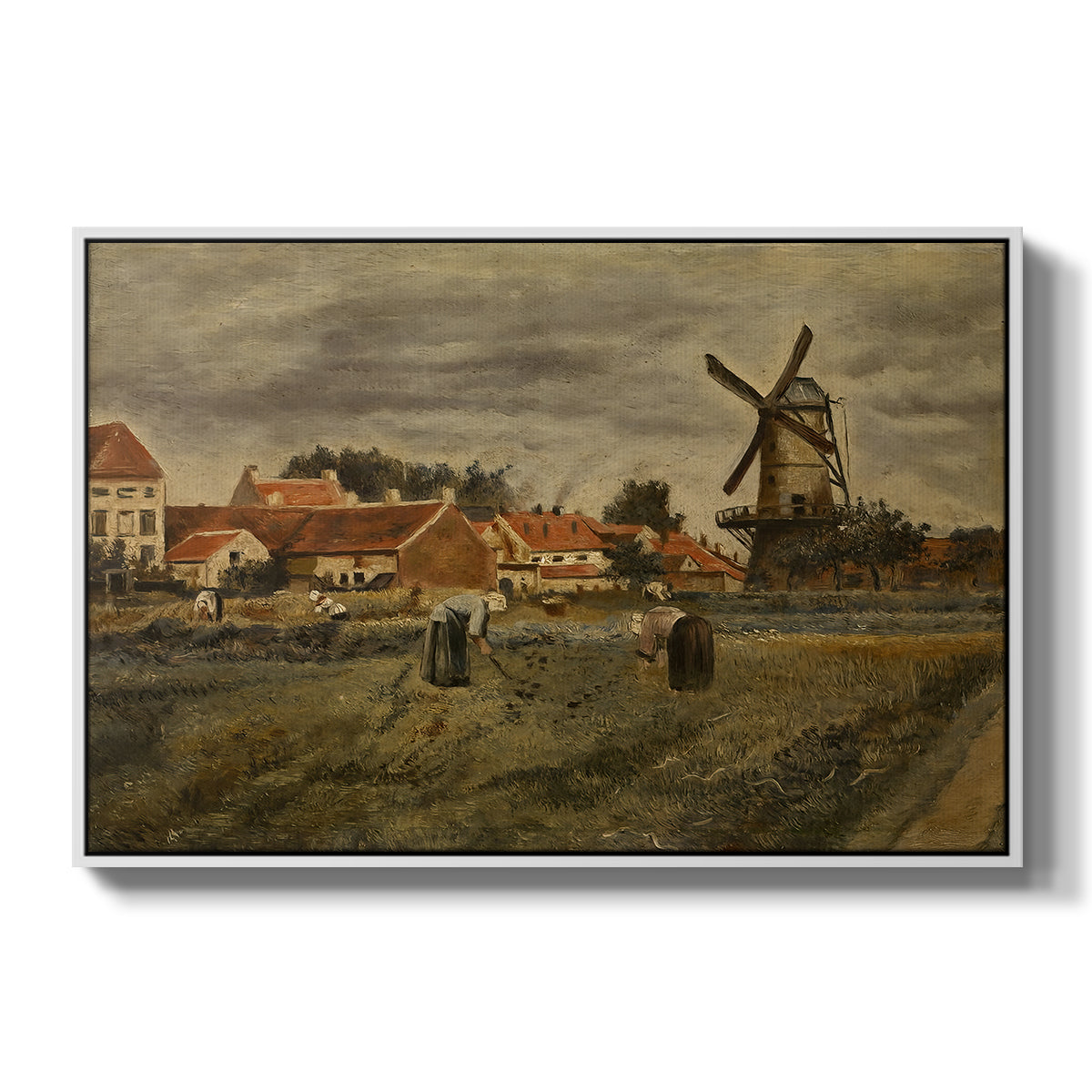 The Potato Harvest, c. 1875 - Floater Framed Canvas Print