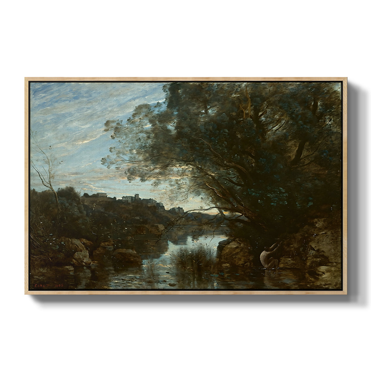 Souvenir of the Environs of Lake Nemi, 1865 - Floater Framed Canvas Print