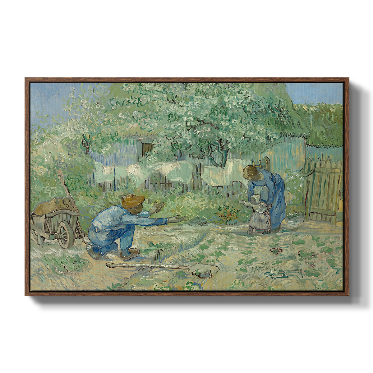 First Steps after Millet, 1890 - Floater Framed Canvas Print